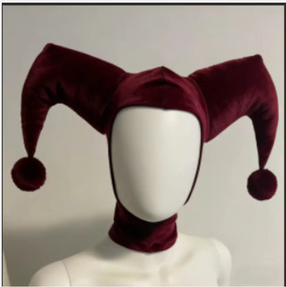 Adult Jester Hat Cosplay Black and Red Costume Accessory 8