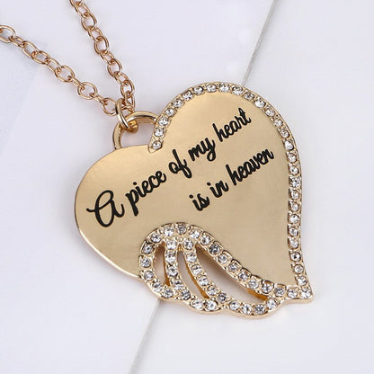 Angel wing heart necklace