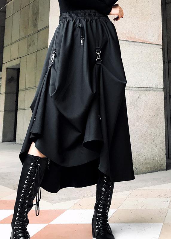 Asymmetric Cotton Summer Skirt with Elastic Waist
