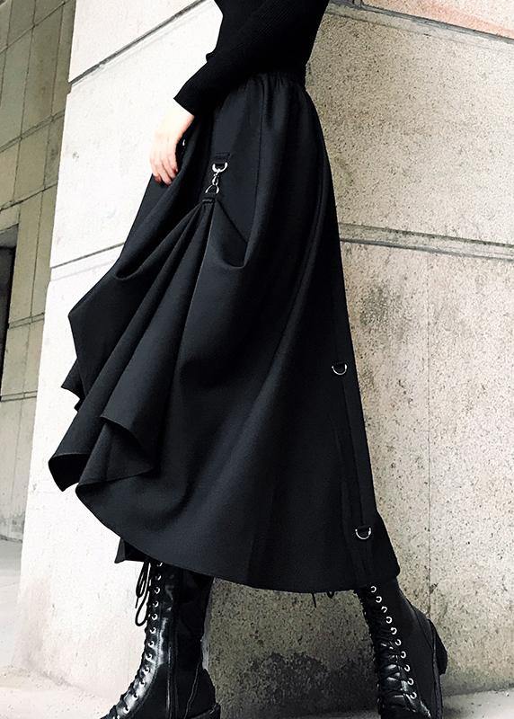 Asymmetric Cotton Summer Skirt with Elastic Waist