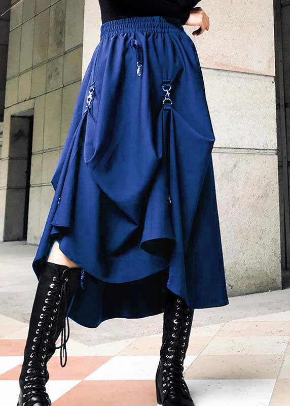 Asymmetric Cotton Summer Skirt with Elastic Waist