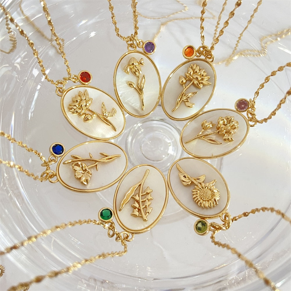 Birth Month Flower Necklace