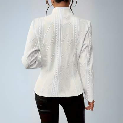 Black Blazer Ladies Elegant Texture Rayon Polyester Spandex