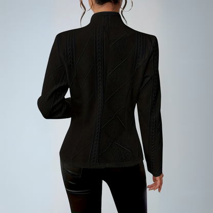 Black Blazer Ladies Elegant Texture Rayon Polyester Spandex