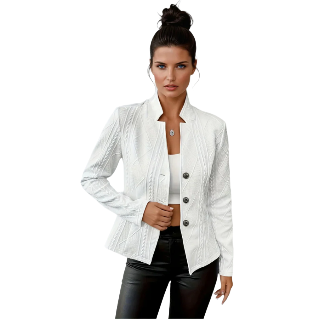 Black Blazer Ladies Elegant Texture Rayon Polyester Spandex
