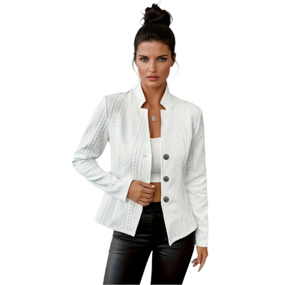 Black Blazer Ladies Elegant Texture Rayon Polyester Spandex