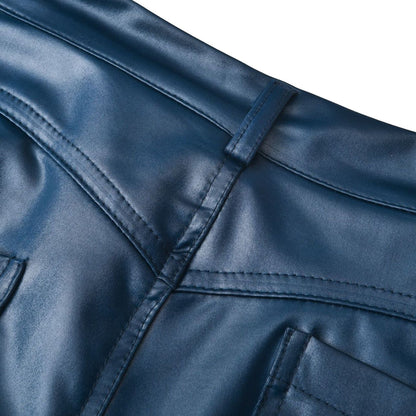 Black Women's High Waist Skinny Synthetic Leather Pants