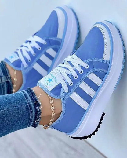 Black Women's Sneakers Breathable Canvas With Non-Slip Rubber Sole