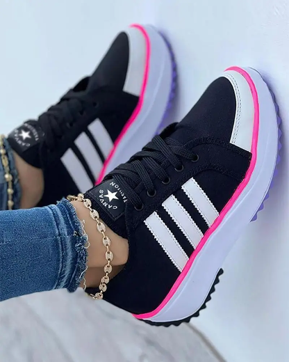 Black Women's Sneakers Breathable Canvas With Non-Slip Rubber Sole