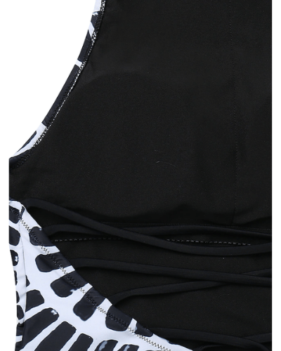 Black and white swimming costume
