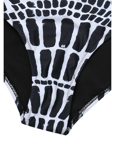Black and white swimming costume