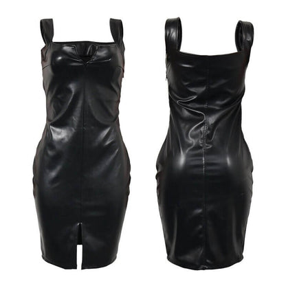 Black bodycon leather style dress