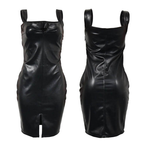 Black bodycon leather style dress