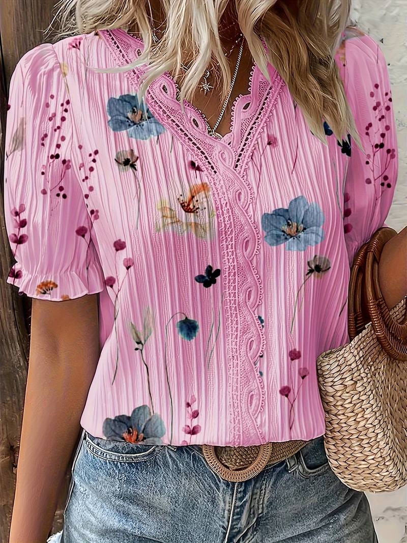 Blouse Ladies V-neck Spring Stylish Lightweight Casual Elegant Cut