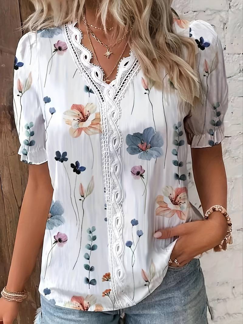 Blouse Ladies V-neck Spring Stylish Lightweight Casual Elegant Cut