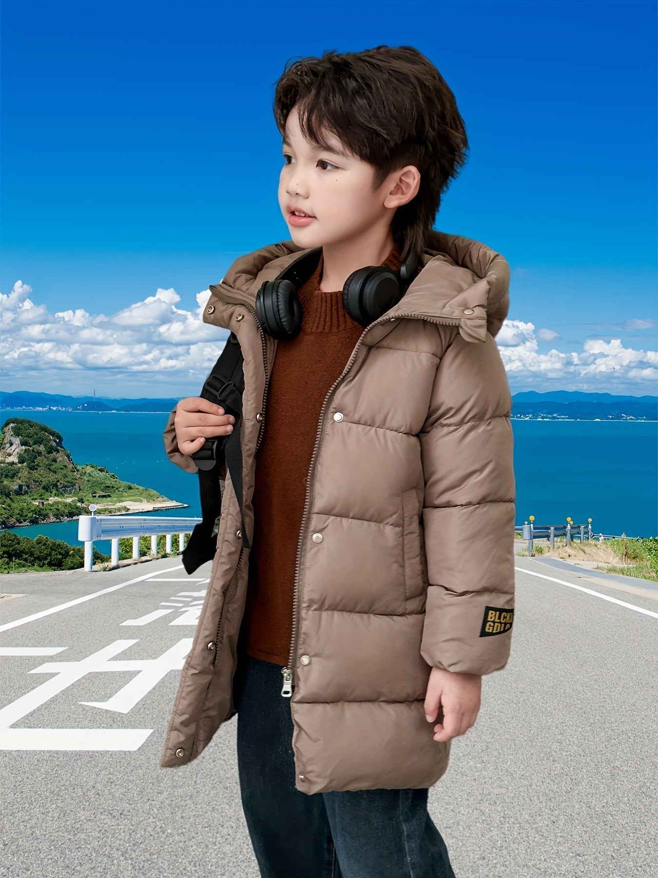 Boys' Half-length Jacket Breathable Water Repellent With Zipper