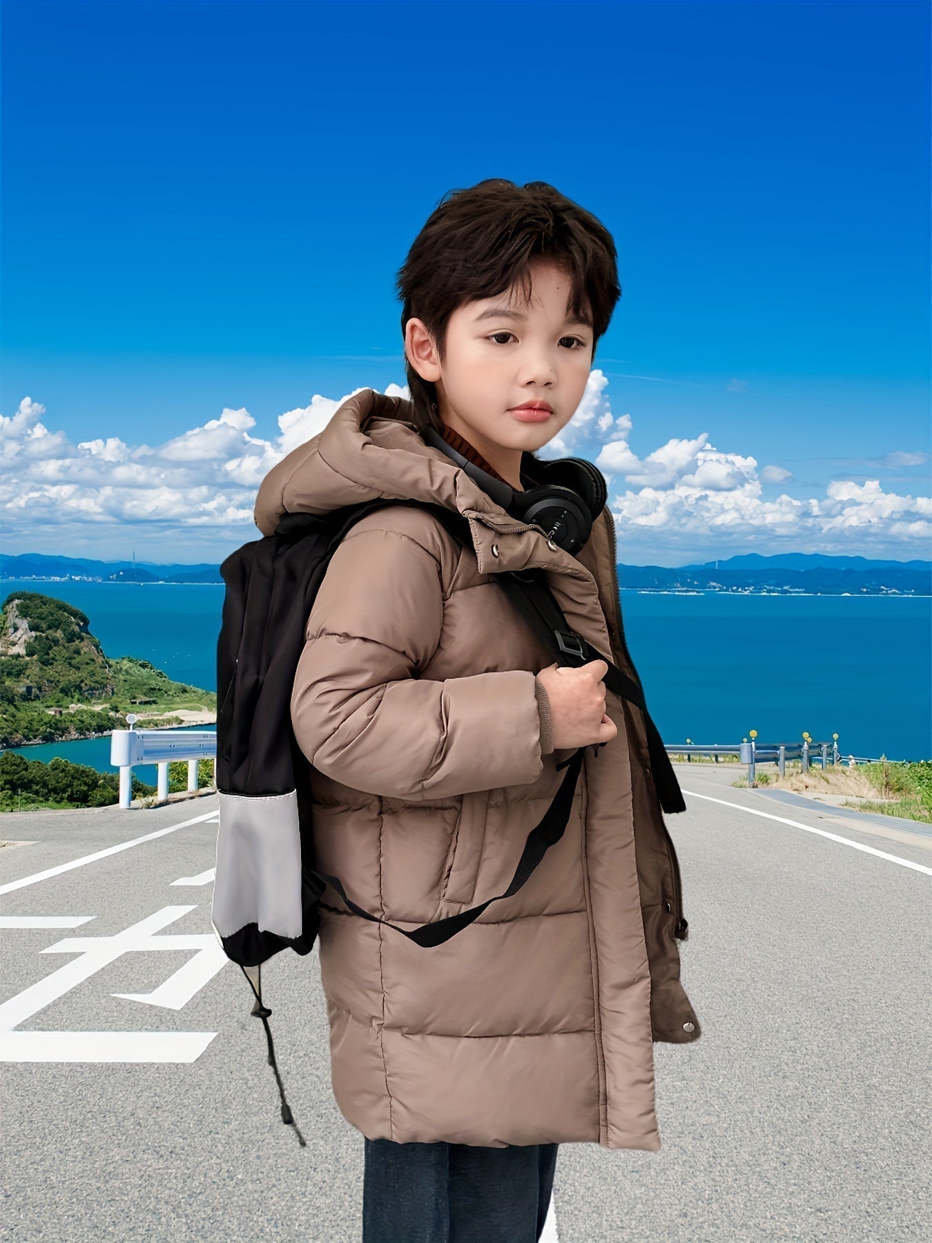 Boys' Half-length Jacket Breathable Water Repellent With Zipper