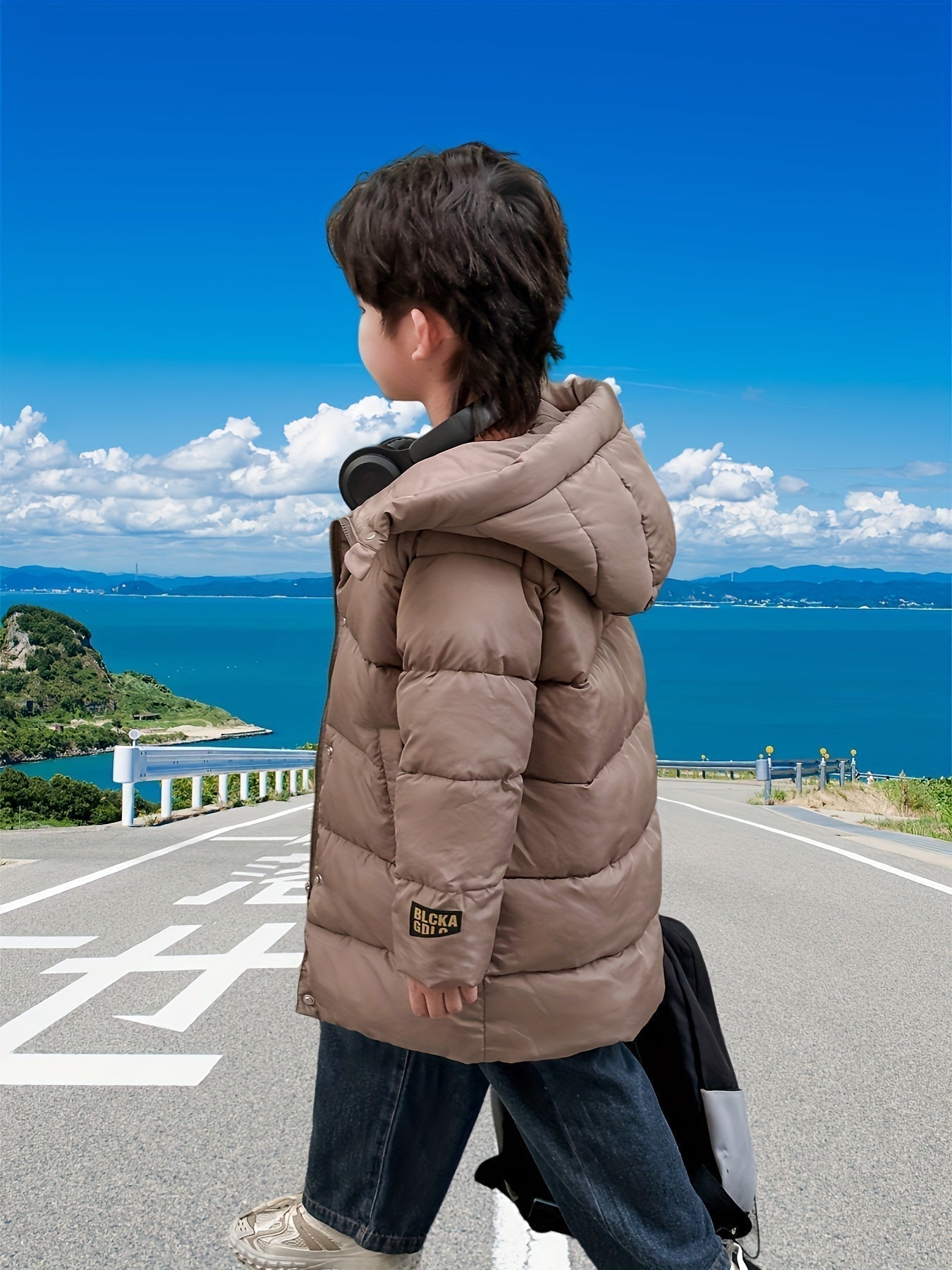 Boys' Half-length Jacket Breathable Water Repellent With Zipper