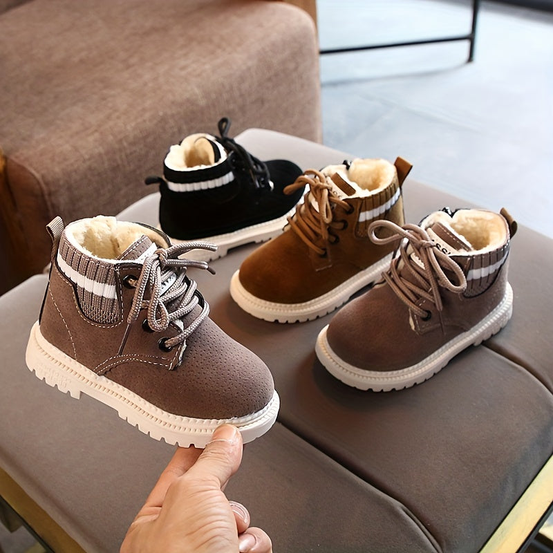 Boys' Outdoor Ankle Boots With Fleece Lining and Waterproof Material