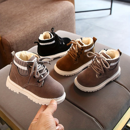 Boys' Outdoor Ankle Boots With Fleece Lining and Waterproof Material