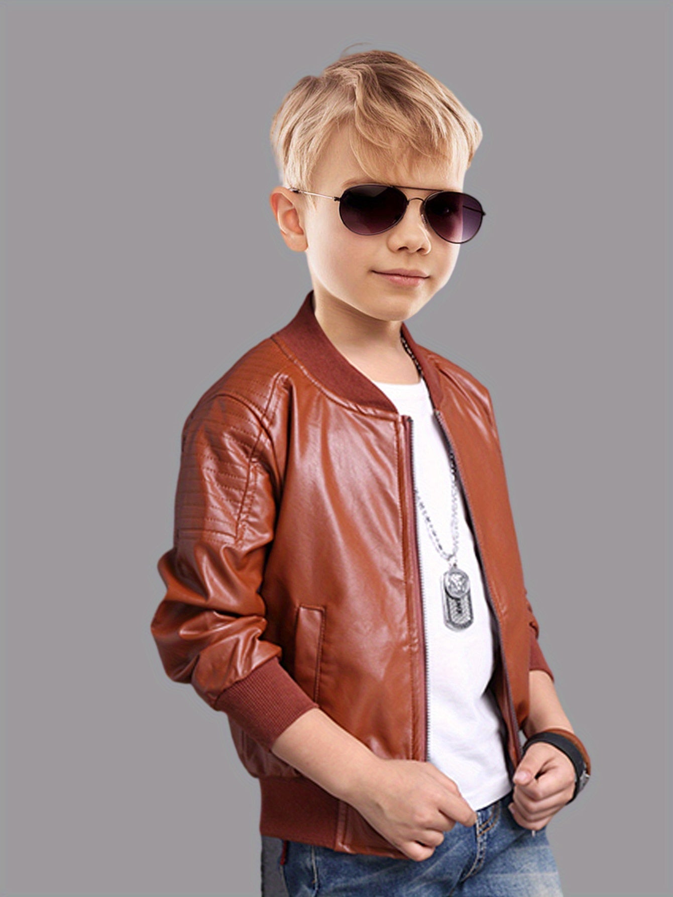 Boys' Winter Jacket Water Repellent With Stand-up Collar And Zipper