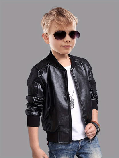 Boys' Winter Jacket Water Repellent With Stand-up Collar And Zipper