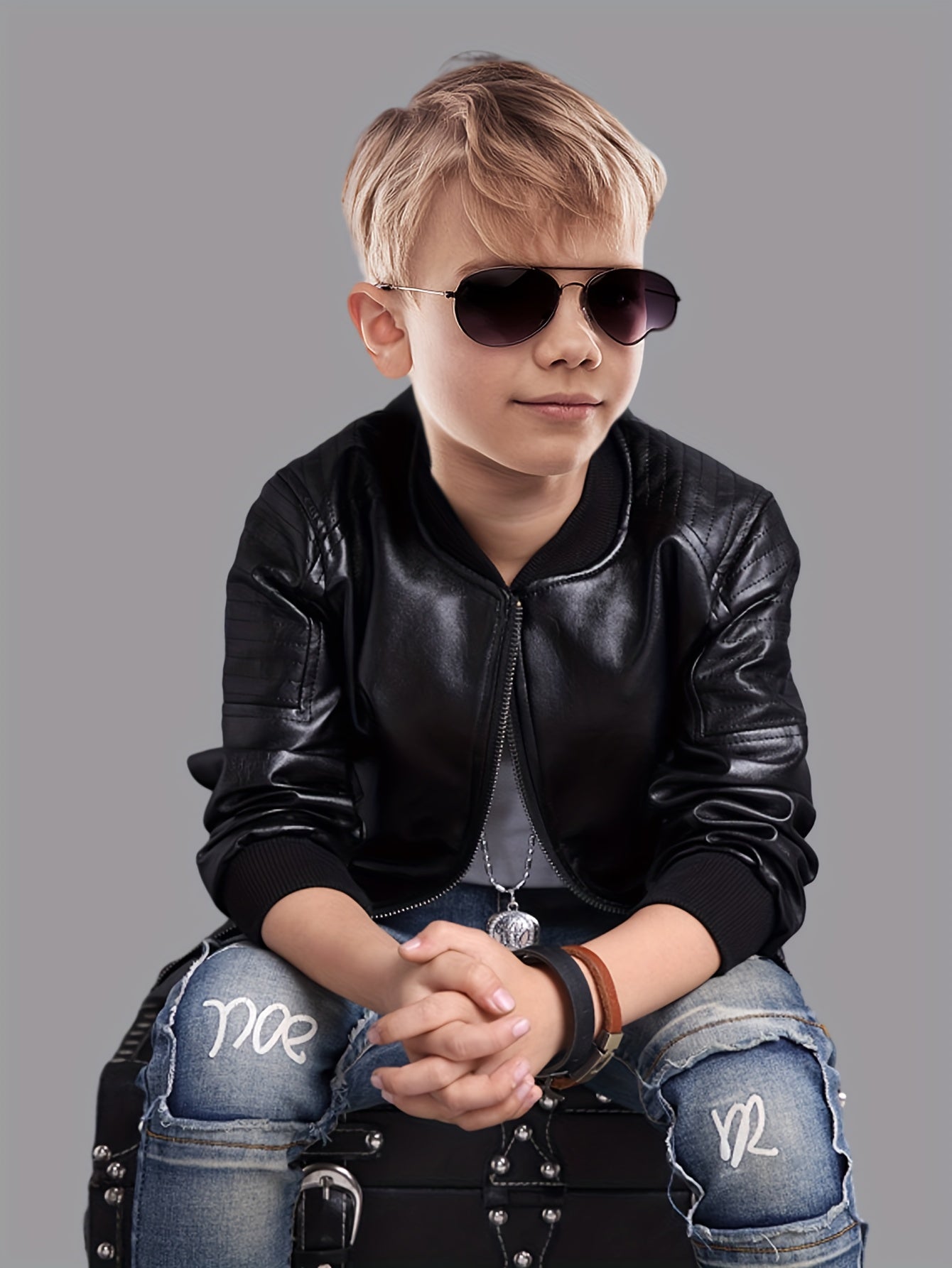 Boys' Winter Jacket Water Repellent With Stand-up Collar And Zipper