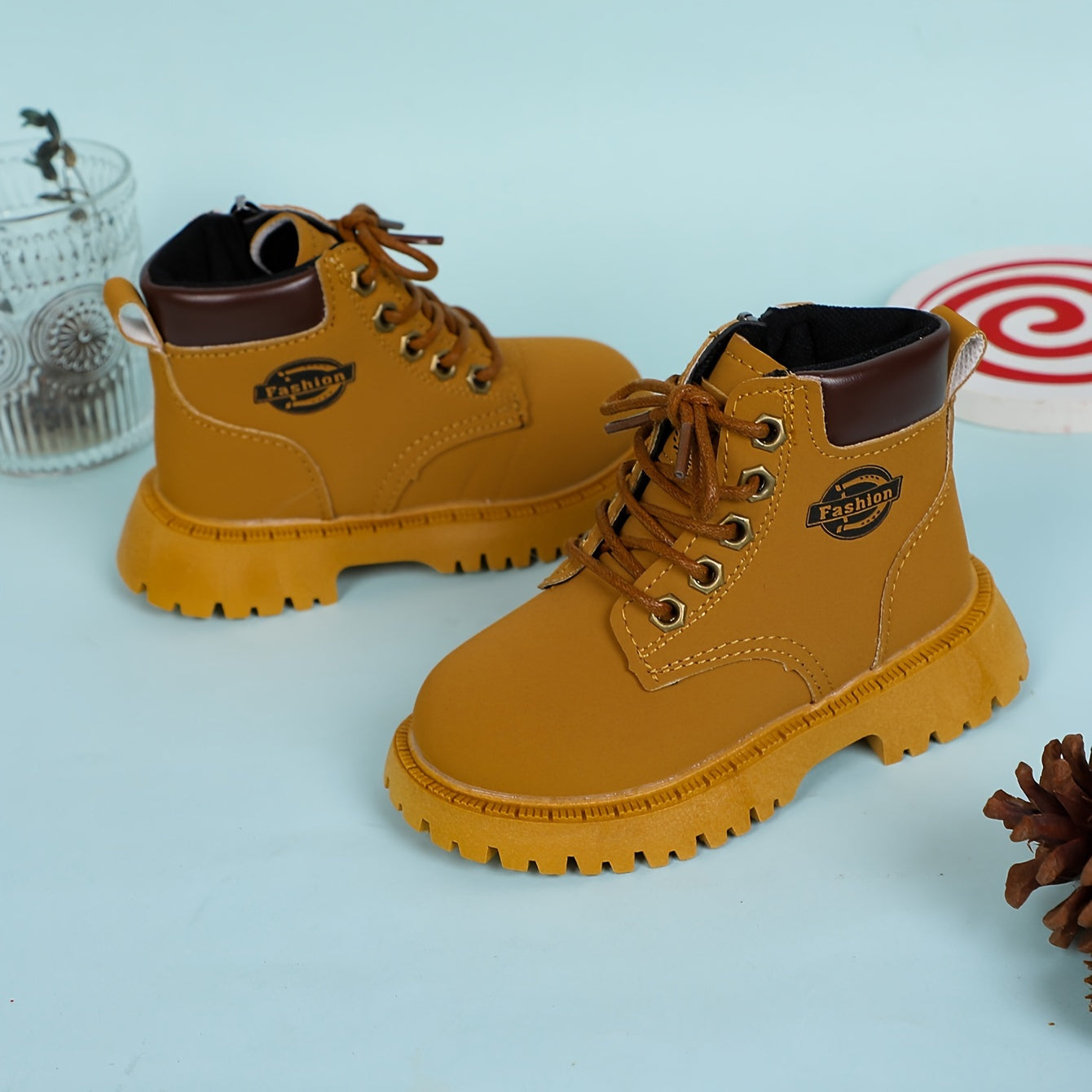 Boys' boots with zip fastener and durable non-slip sole
