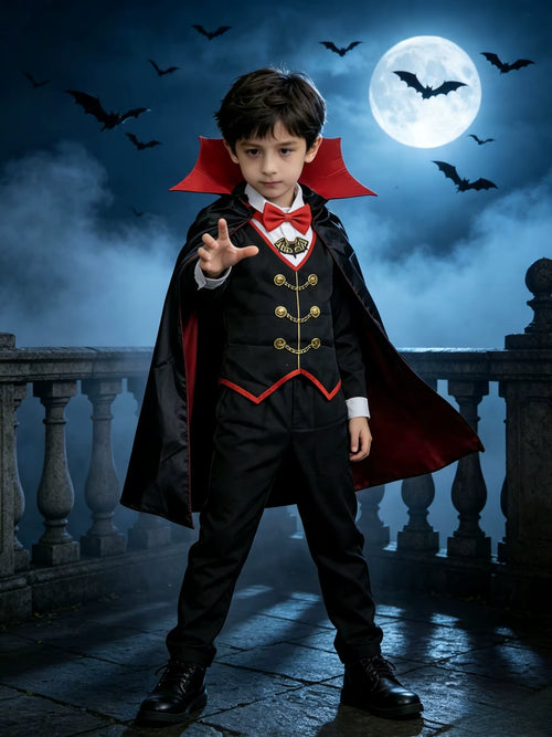 Boys' Vampire Costume Cape Set for Halloween and Theme Parties 0