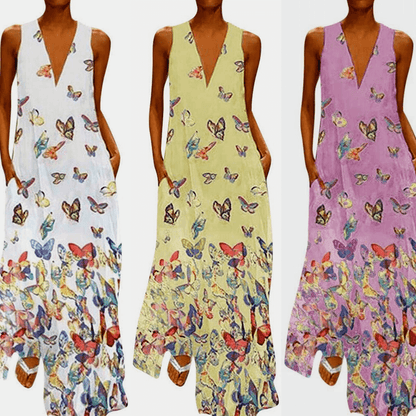 Butterfly Sleeveless Maxi Dress