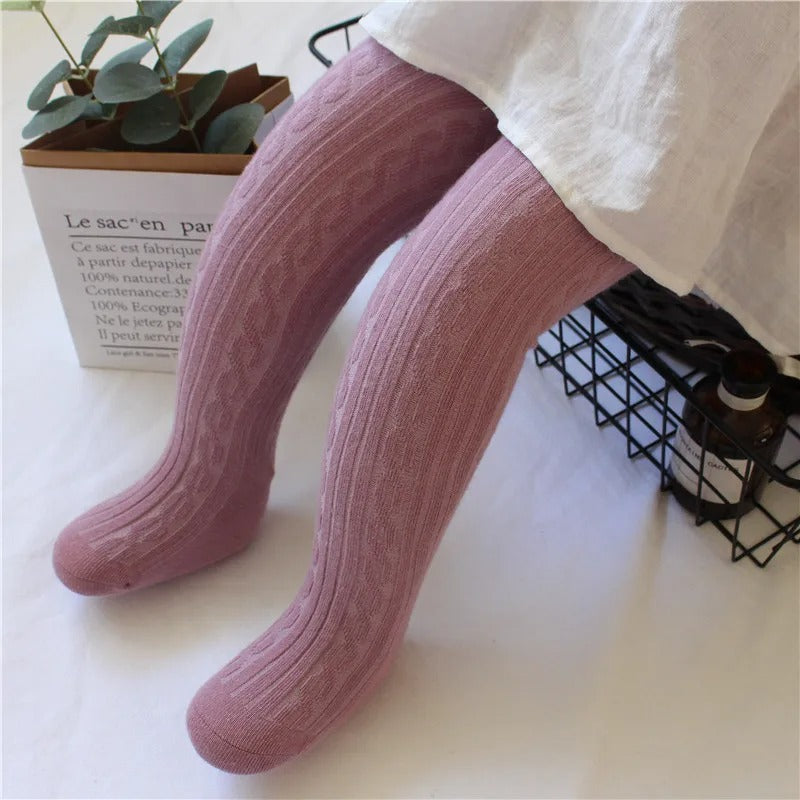 Cable-knit tights for girls