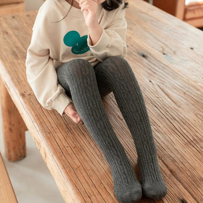 Cable-knit tights for girls