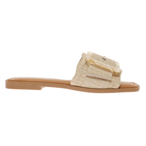 Casual Sandals with Buckle Natural Colour