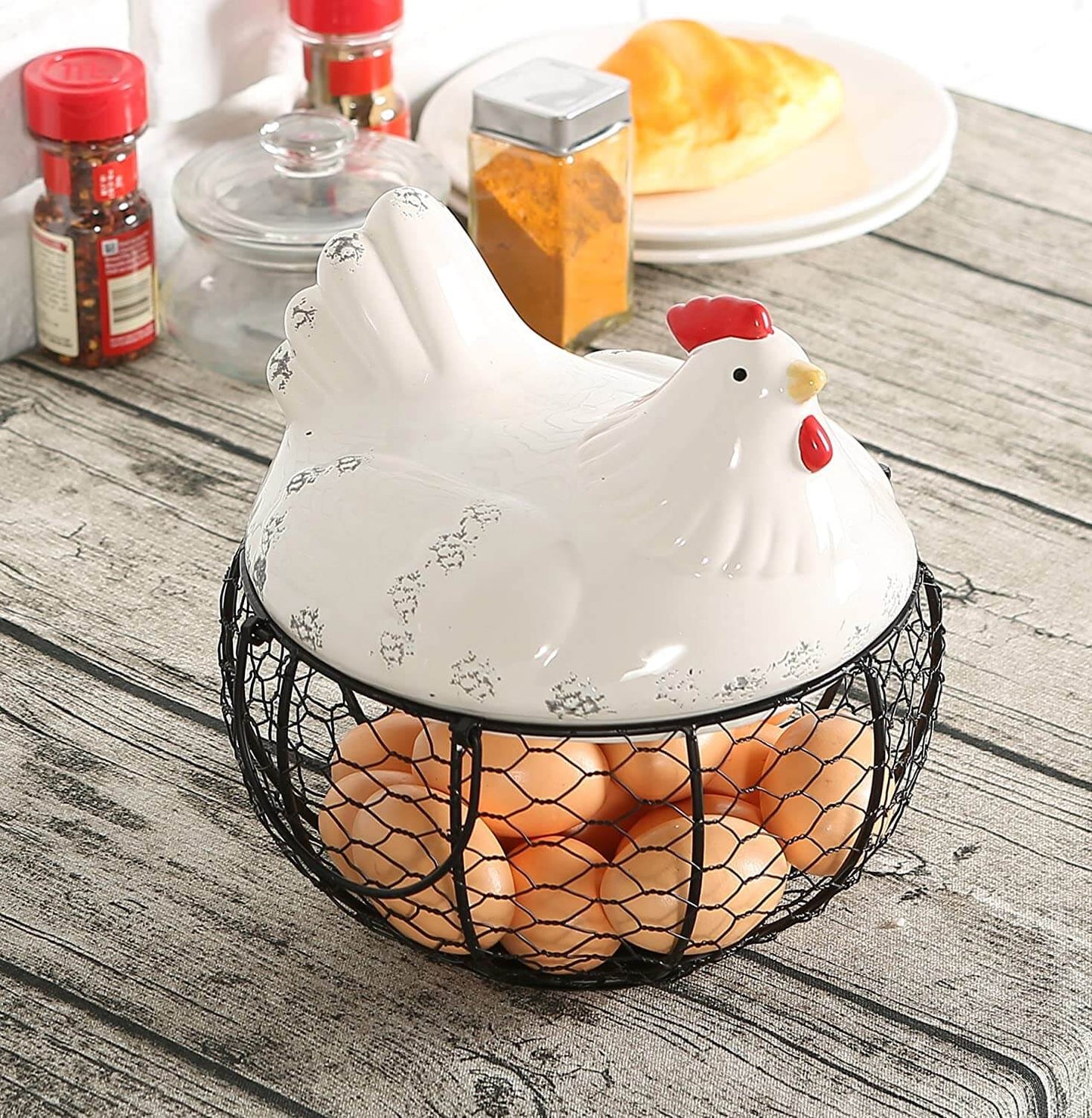Ceramic egg storage basket