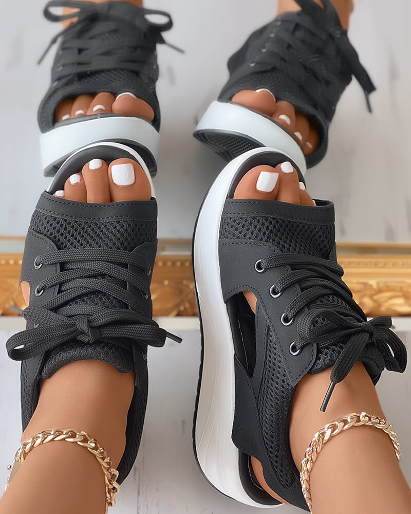 Chic Panel Lace Sandals