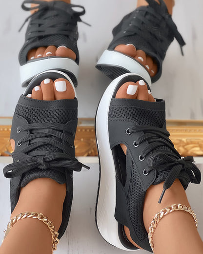 Chic Panel Lace Sandals