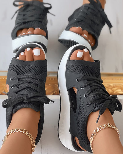 Chic Panel Lace Sandals