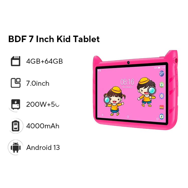 Children's tablet 7 Inch Android 13 with 4GB RAM and 64GB ROM