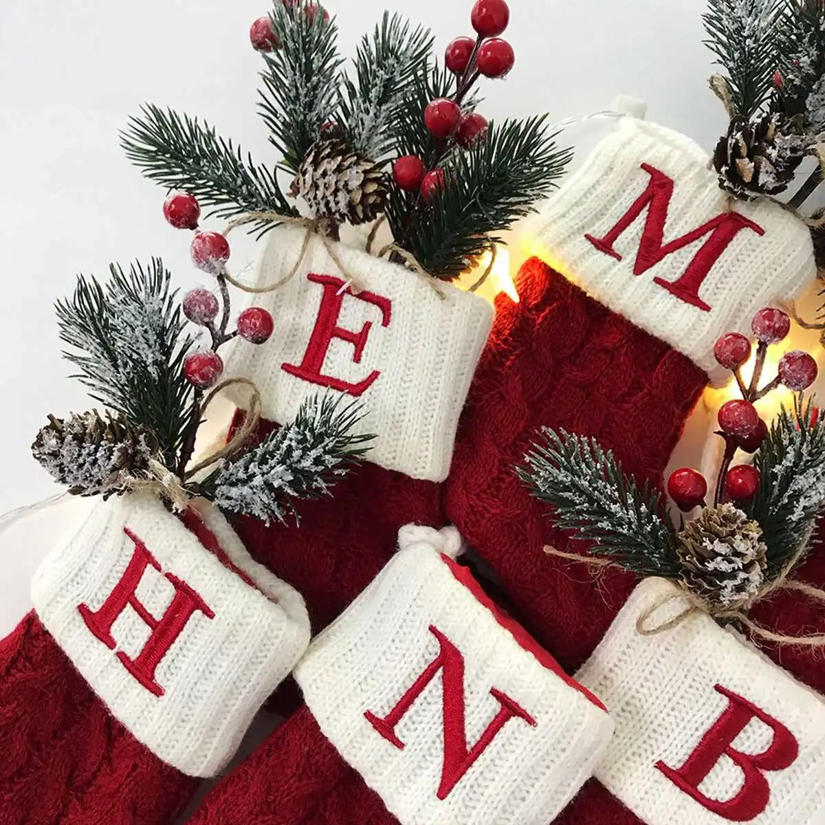 Christmas sock with letter - knitted socks