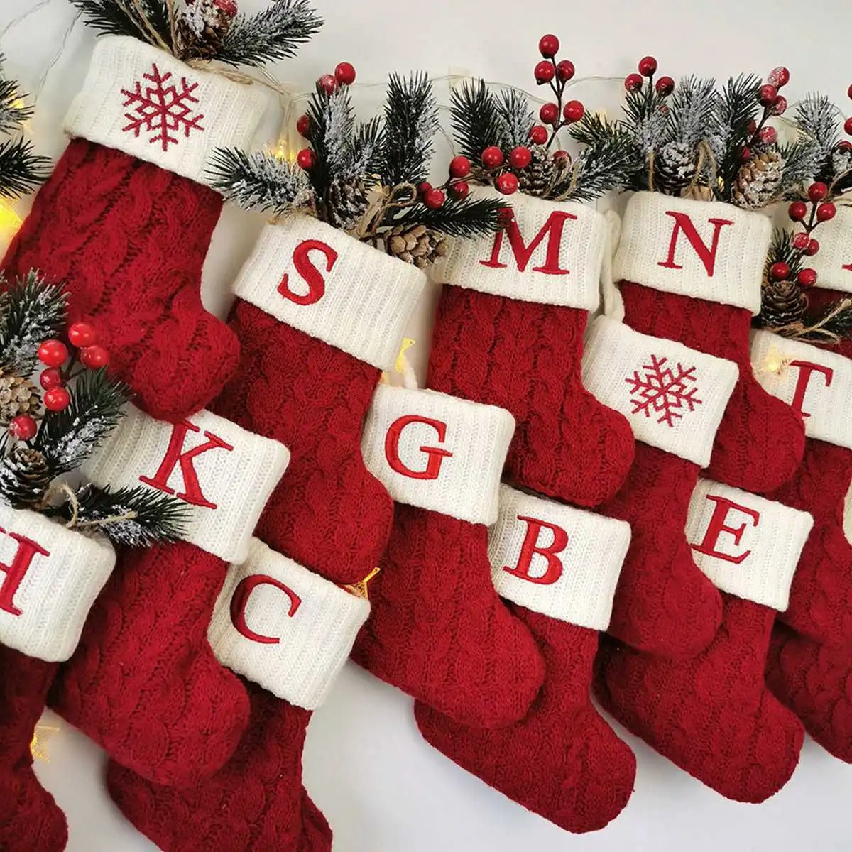 Christmas sock with letter - knitted socks