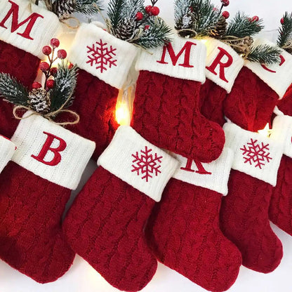 Christmas sock with letter - knitted socks