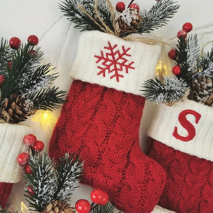 Christmas sock with letter - knitted socks