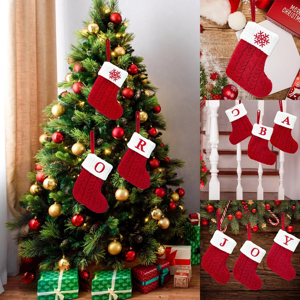 Christmas sock with letter - knitted socks