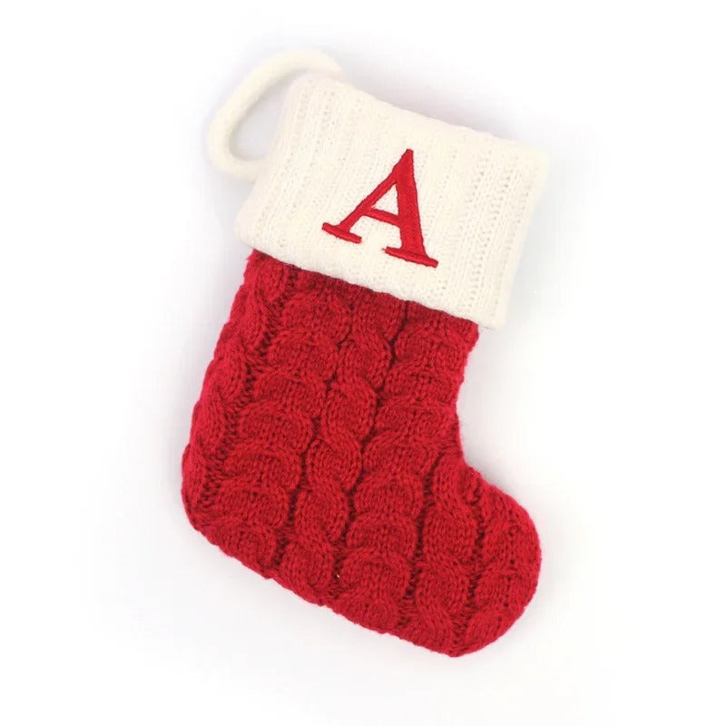 Christmas sock with letter - knitted socks