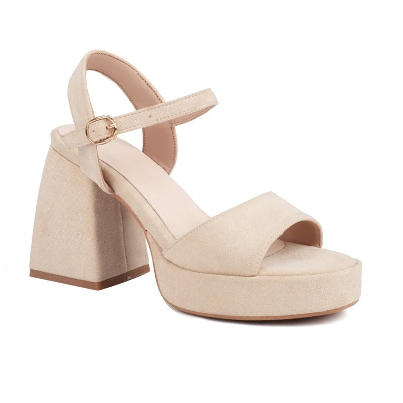Chunky Heels Suede Style Sandals