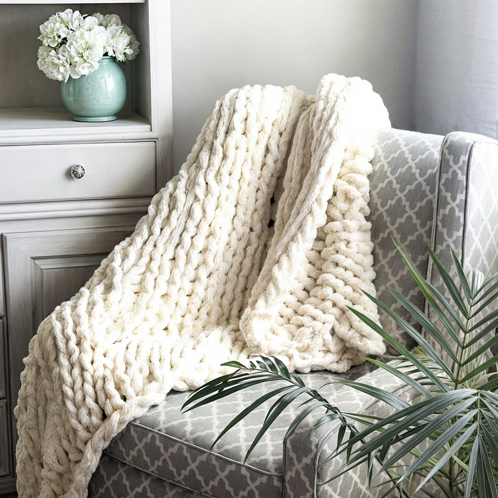 Chunky Knitted Style Blanket