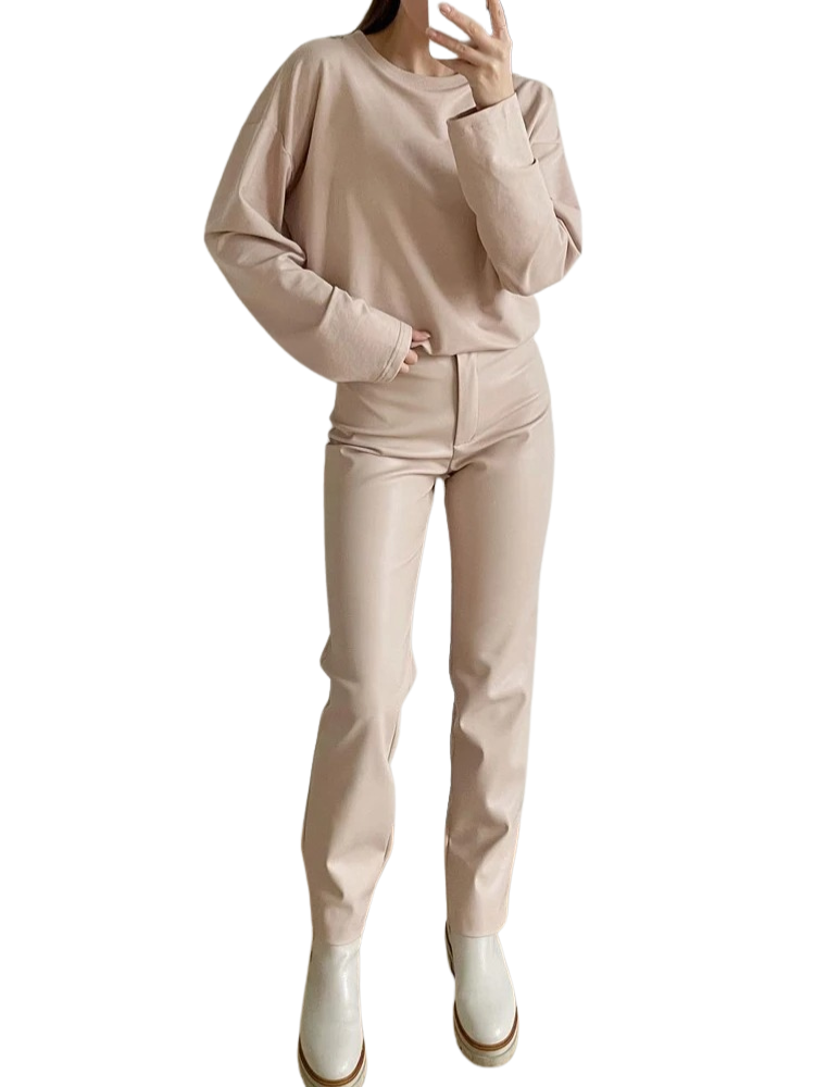 Classic leather style women's trousers