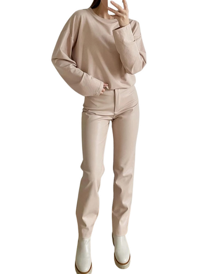Classic leather style women's trousers