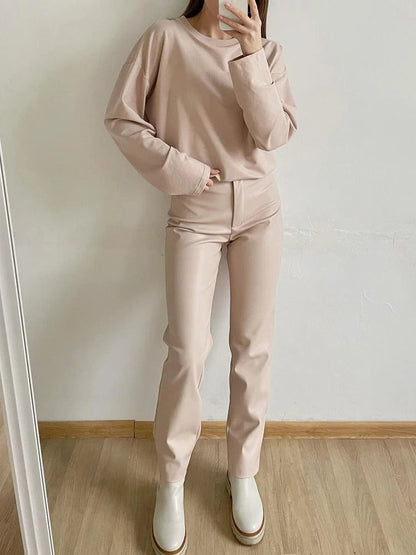 Classic leather style women's trousers