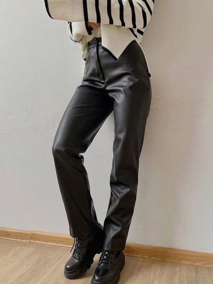 Classic leather style women's trousers